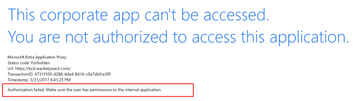 Example: Authorization failed because of missing permissions