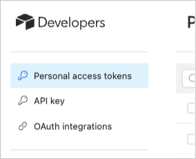 Screenshot of Personal Access Token Selection.