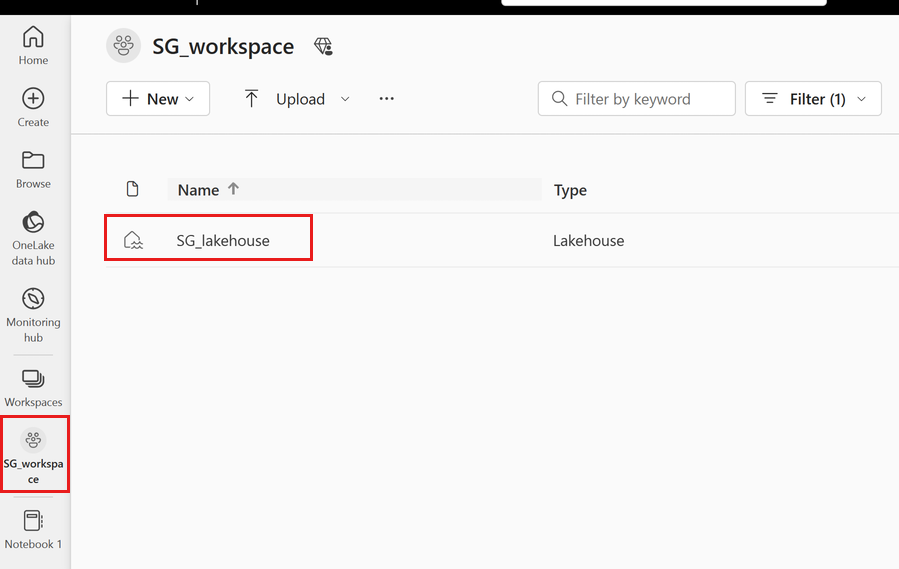 Screenshot of how to navigate to your lakehouse to add files.
