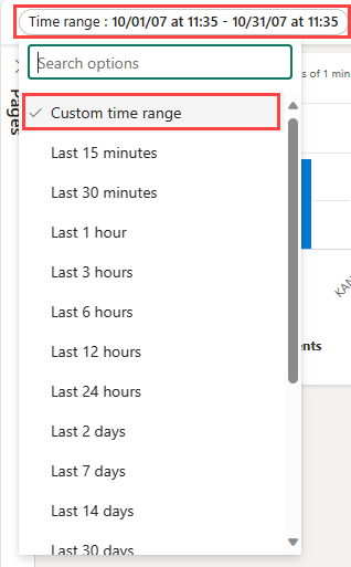 filter using custom time range.