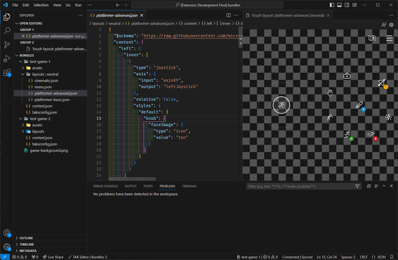 Screenshot of the Touch Adaptation Kit Editor Extension for Visual Studio Code