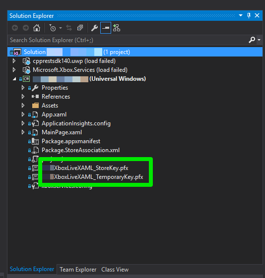 pfx file in Solution Explorer