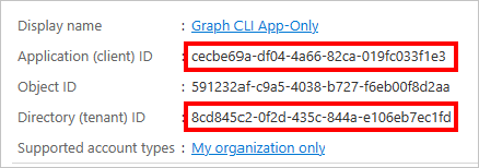 A screenshot of the application ID of the new app registration