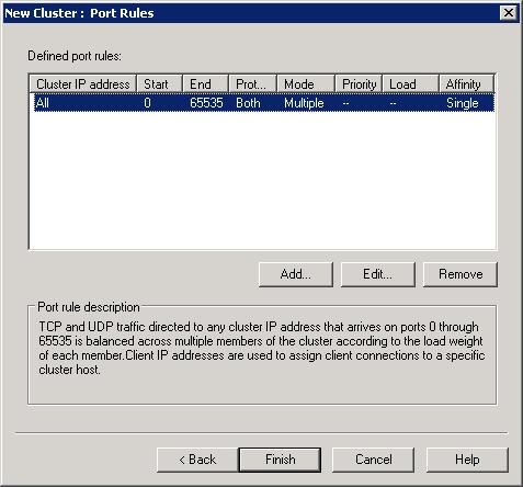 Screenshot of the Port Rules dialog