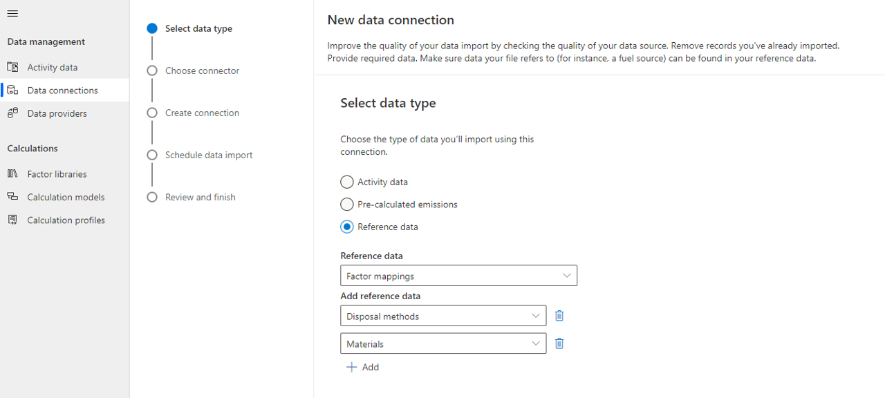 Screenshot of adding multiple pieces of reference data.