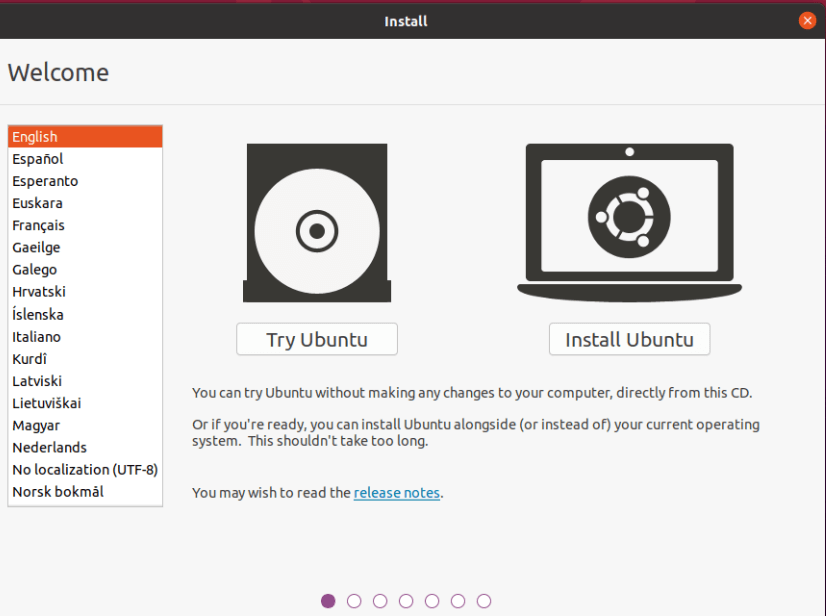 Ubuntu install screenshot