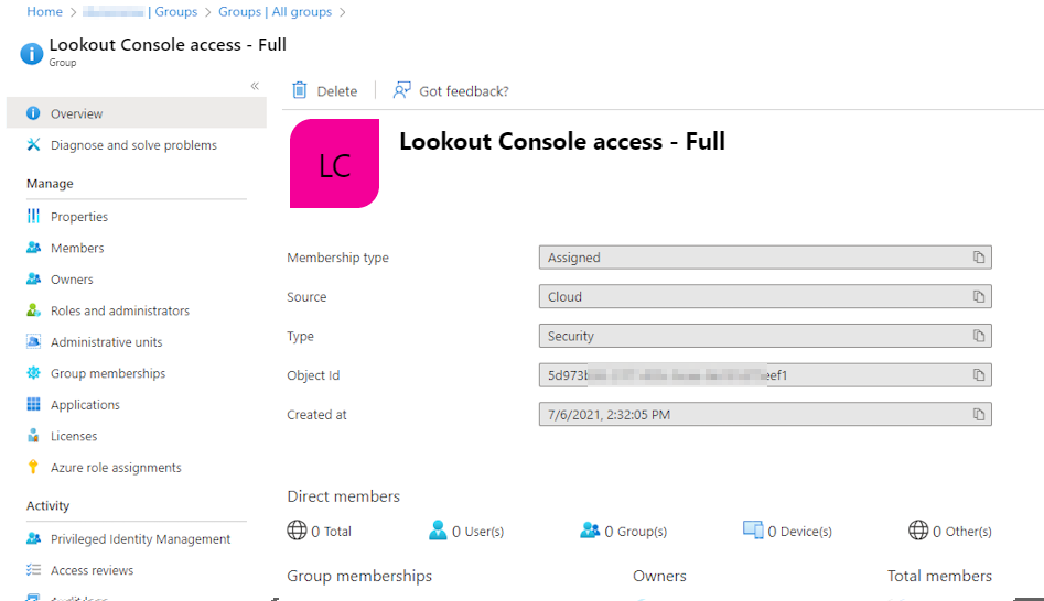 Microsoft Entra group Object ID