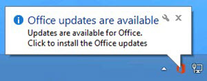 A screenshot of a notification indicating that Office updates are available and providing an option to install them.