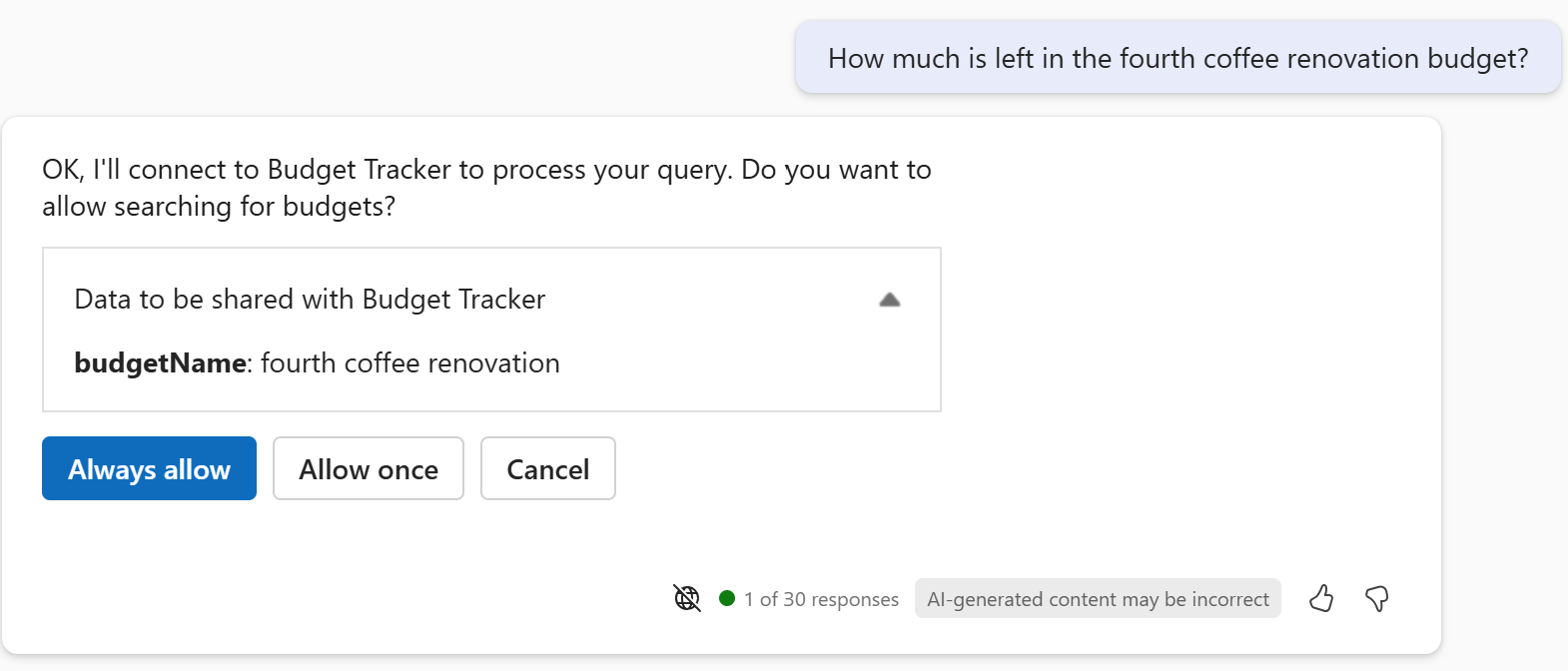 Copilot confirmation dialog for a GET operation.