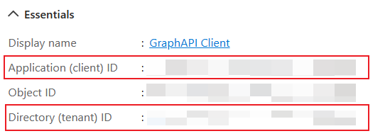 Screenshot showing the fields for client and field ID highlighted.