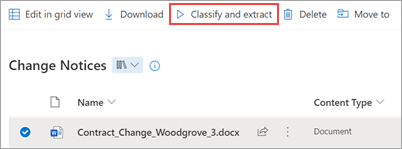 Screenshot showing the Classify and extract option.