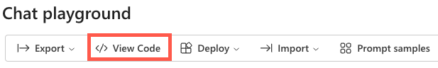 Azure OpenAI Studio Chat Session - View Code