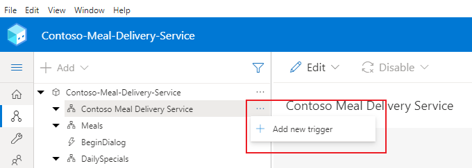 Screenshot of the add a new trigger menu item.