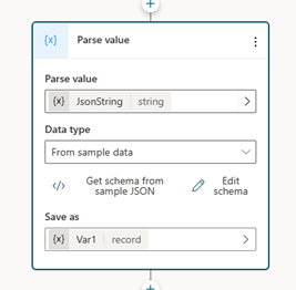 Screenshot showing the target variable for the parsed data has the desired type - Record.