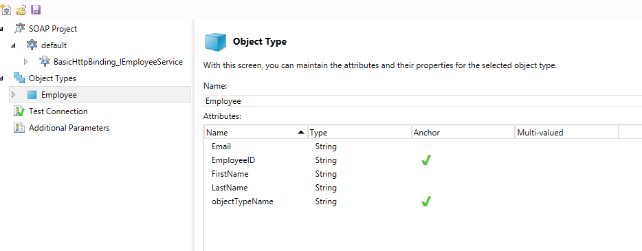 Object type with attribute information