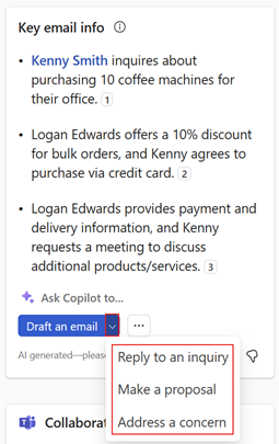 Screenshot showing the predefined response categories.