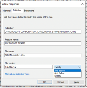 Make AppLocker accept a wider range of DLL versions for publisher rules.