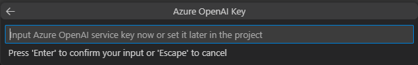 Screenshot shows the location to enter Azure open API key.