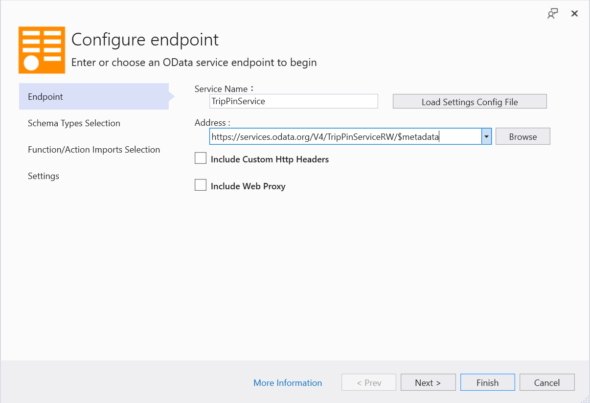 Configure OData Connected Service