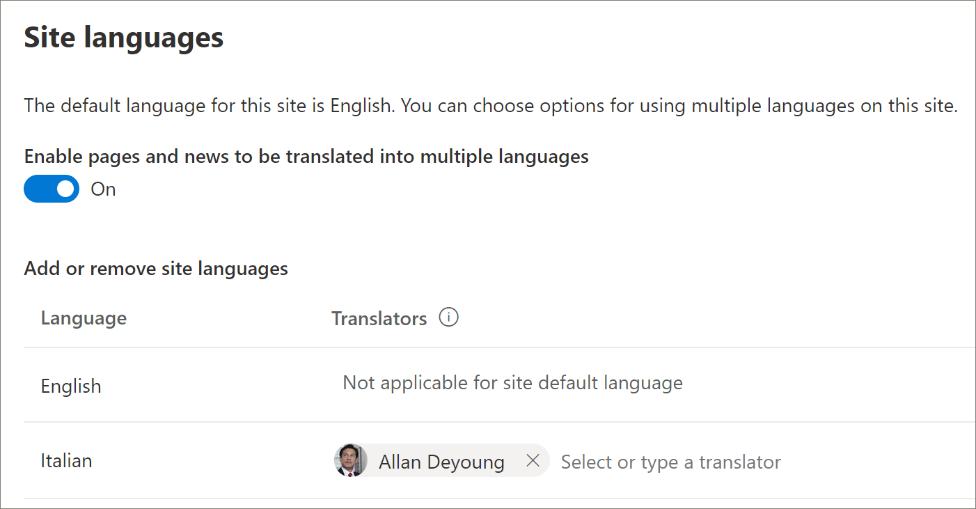 Update language settings