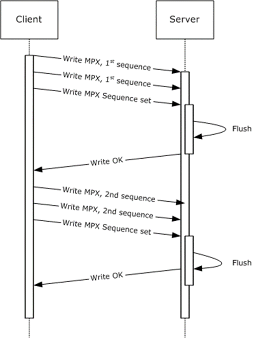 Multiplexed Write request/response message flow