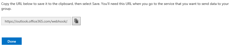 A screenshot of the Incoming Webhook URL.