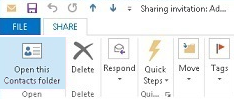 Screenshot that shows the Open this Contacts folder tab selected.