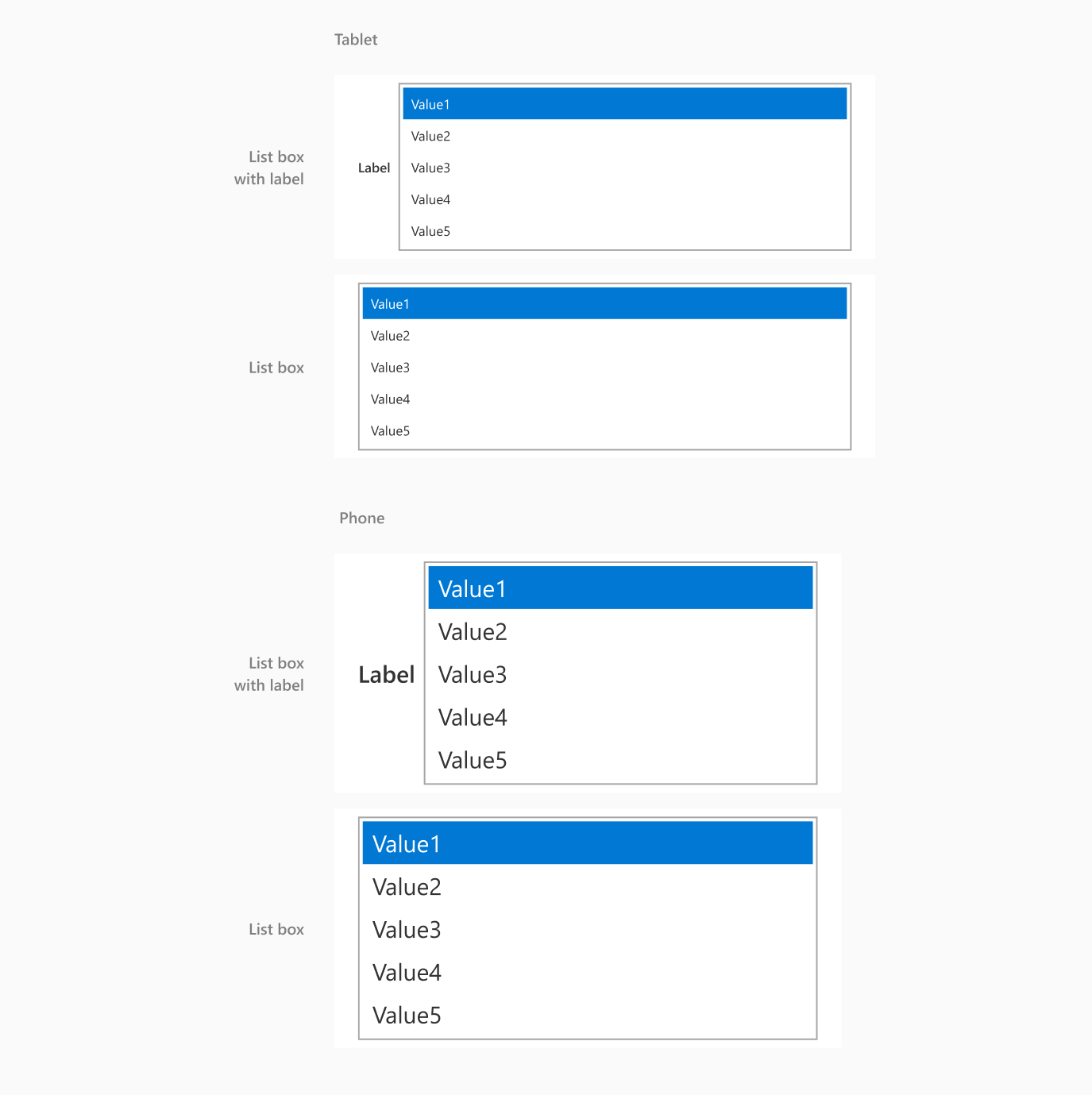 Horizontal list box.