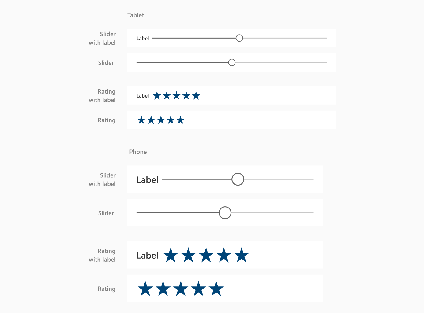 Horizontal slider, rating.