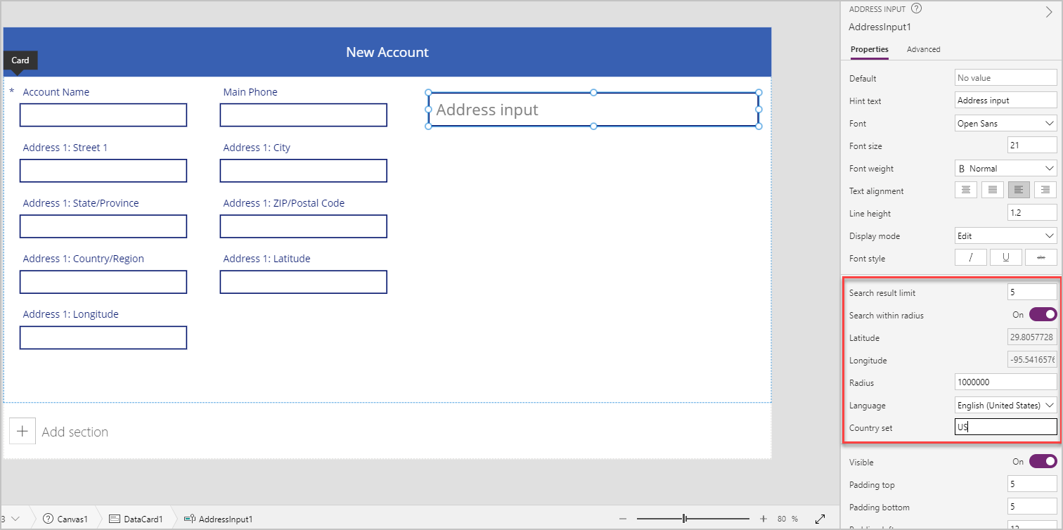 Address input controls