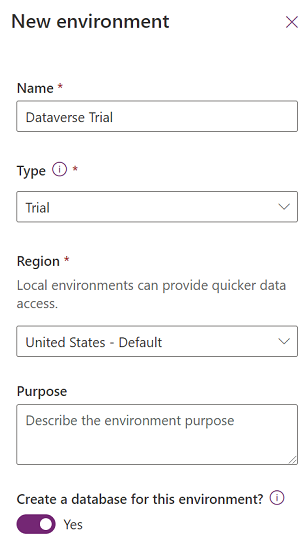 Create a trial environment.