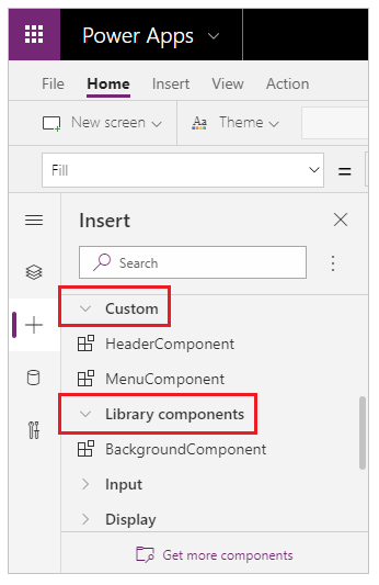 Insert components to the app.