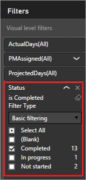 Filter by Status column.