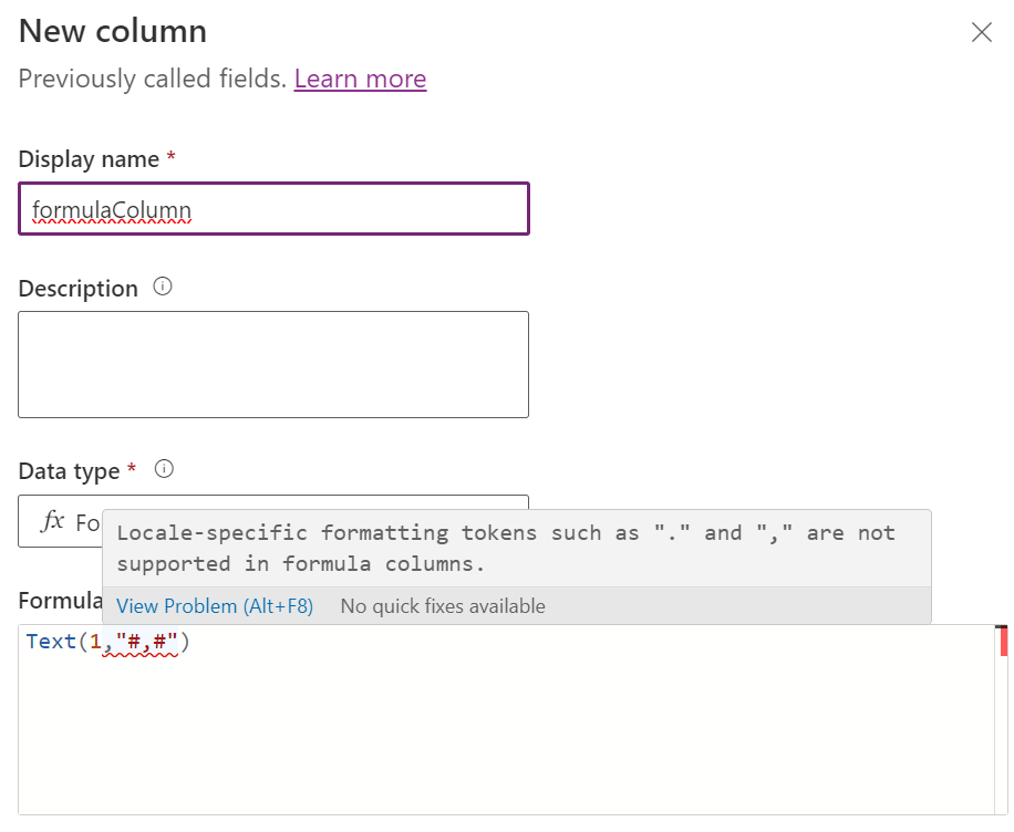 Unsupported locale-specific formatting token passed as parameter to Text function in formula