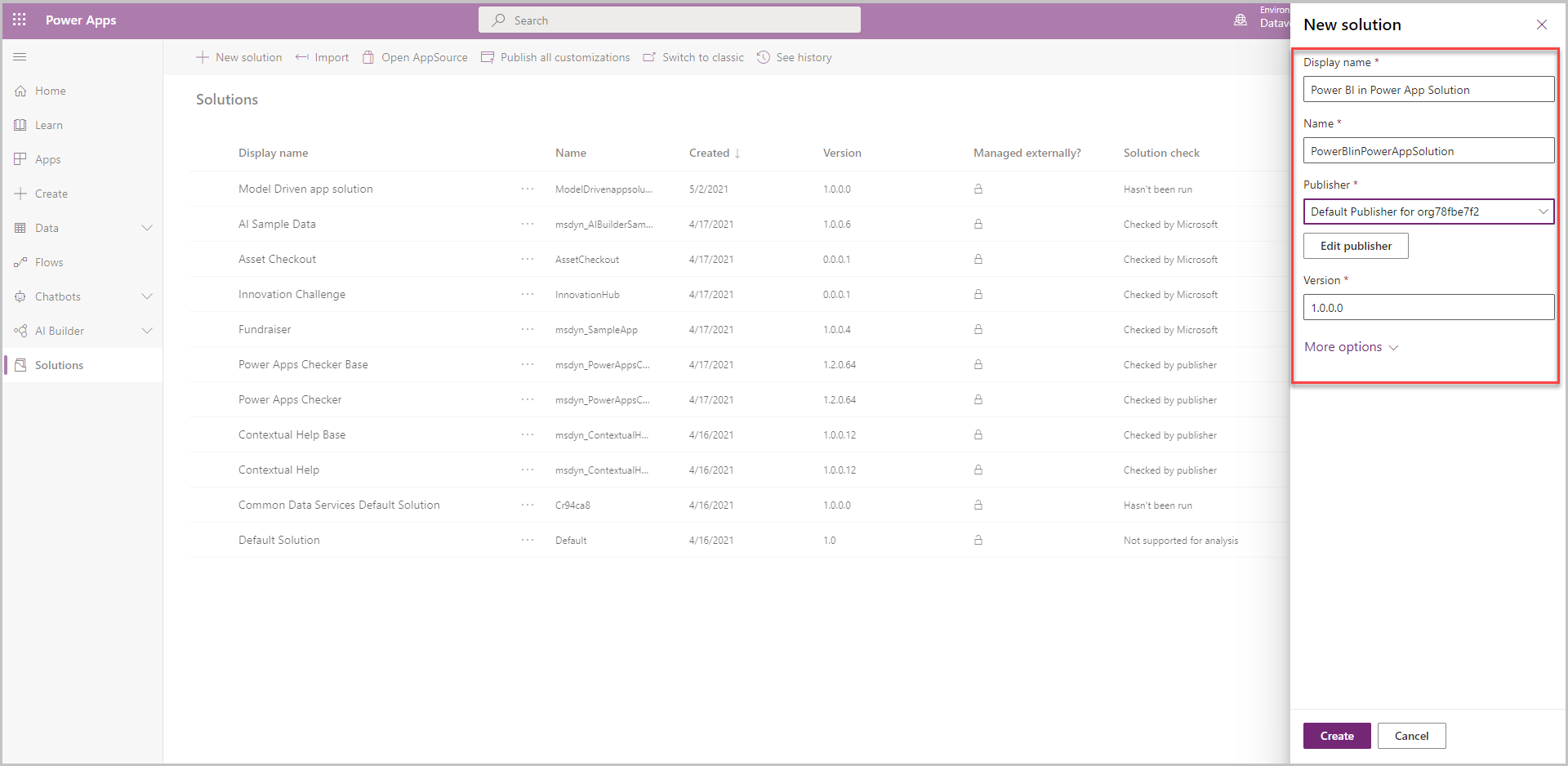 Power BI in Power App Solution