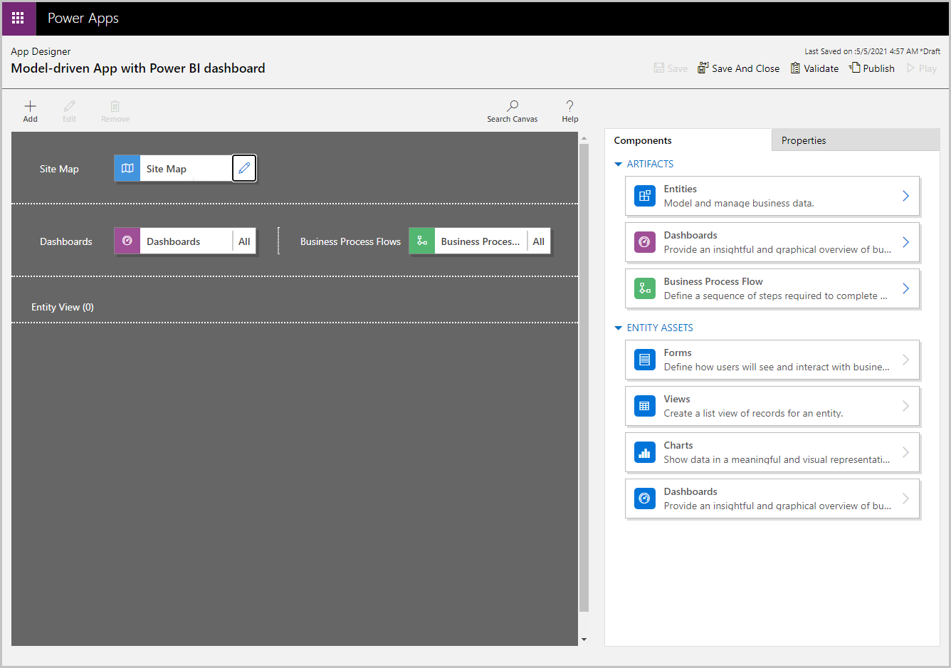 Select the Edit Site Map button to open the Site Map