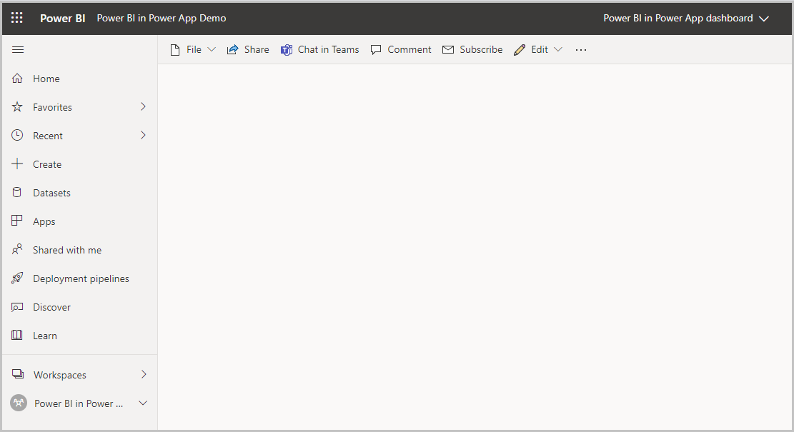 Power BI Dashboard gets created within the workspace