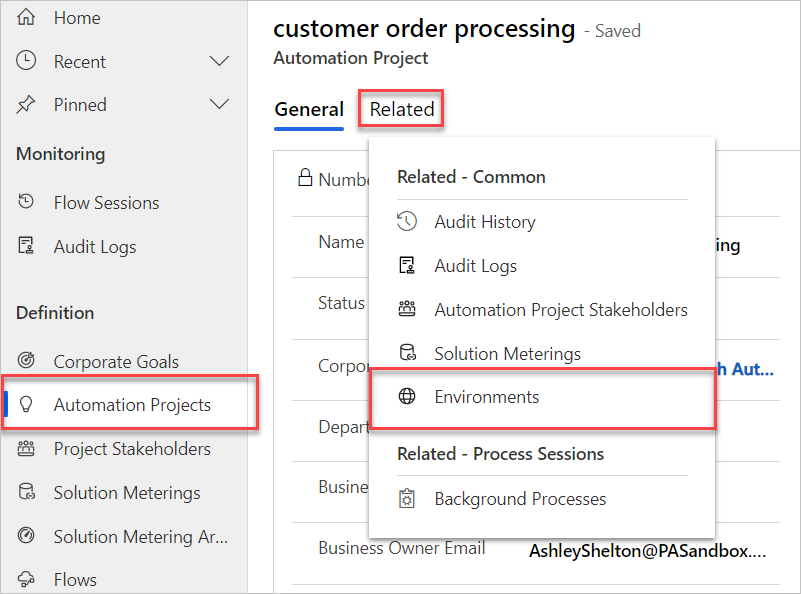 A screenshot that displays the steps to map a project to an environment.