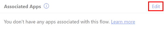 Screenshot that shows the Edit button on the Associated Apps tile.