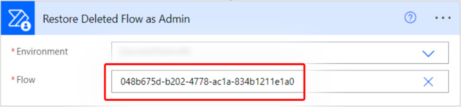 Screenshot of adding the 'Restore Deleted Flows as Admin' action.