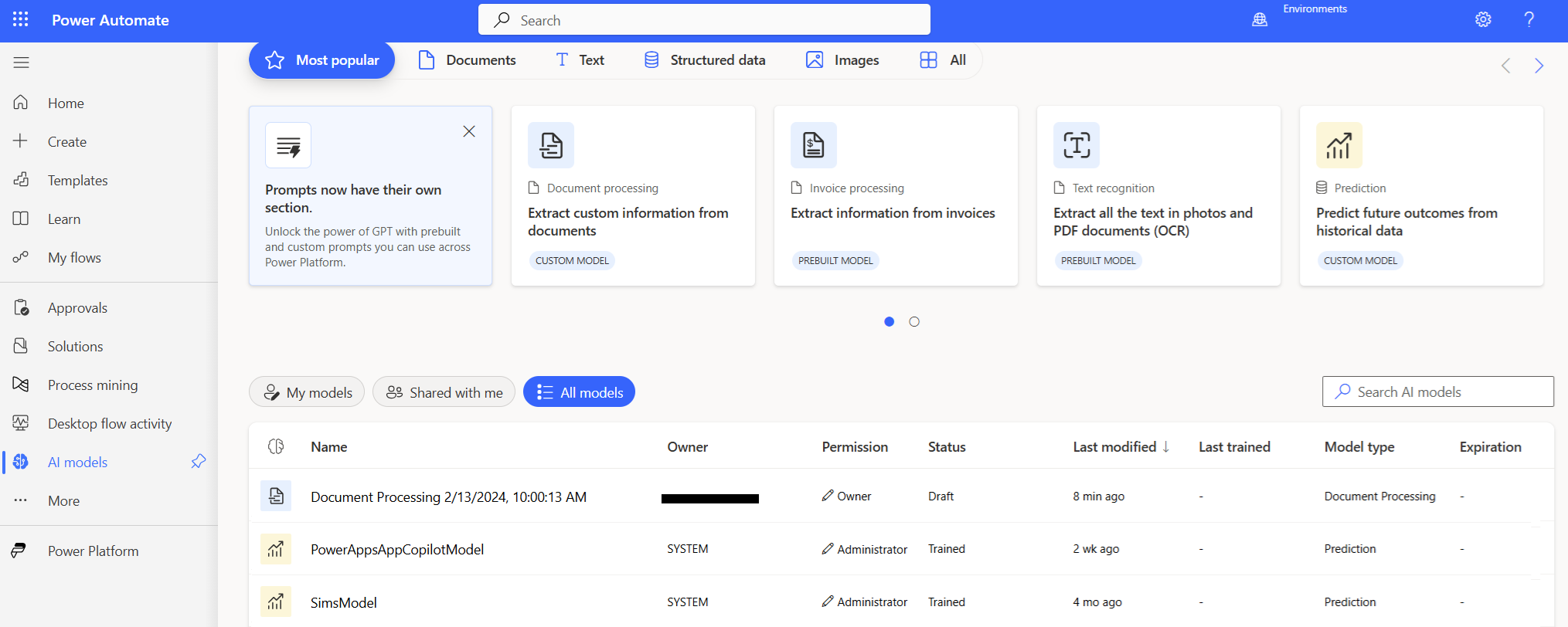 Use AI builder in Power Automate.