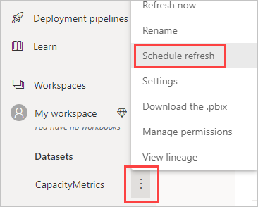 How to select schedule refresh