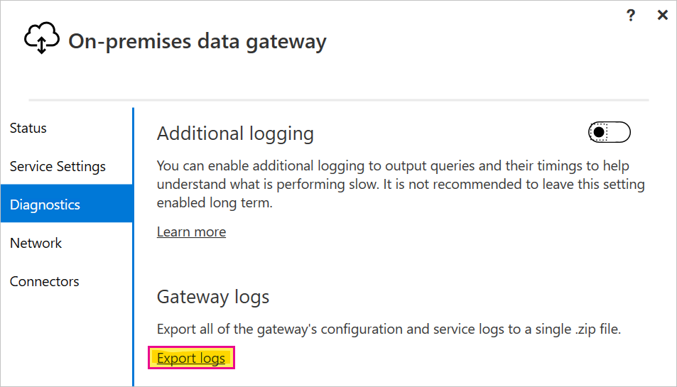 Export gateway logs