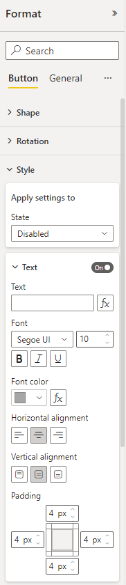 Screenshot showing a formatted disabled button text.