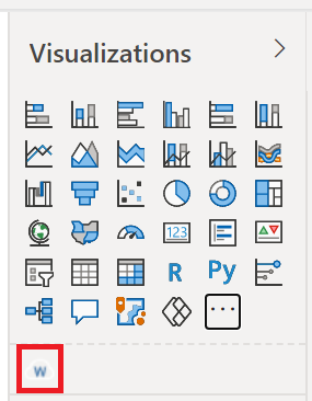 Screenshot of the Power BI Visualizations pane, which shows the new imported visuals.