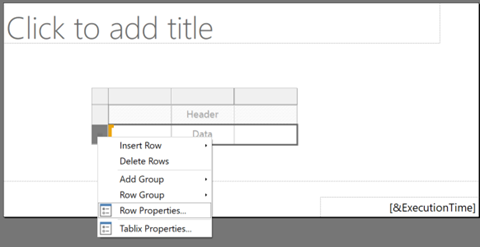 Screenshot of select row properties.