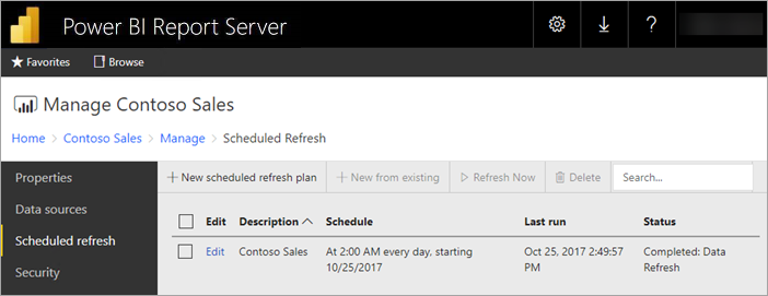 Scheduled refresh within Power BI Report Server