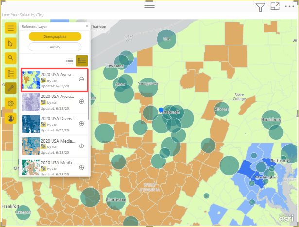 Screenshot shows the Demographic layer.