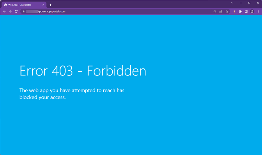 403 error when accessing website.