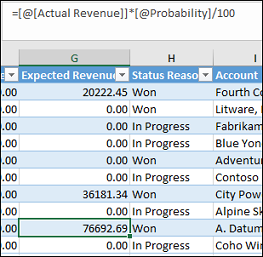 Create a formula in the Excel template.